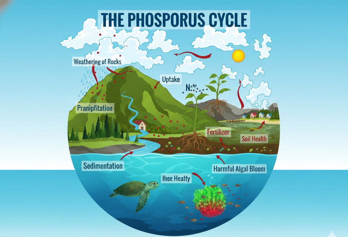 Illustration of New Hampshire's phosphorus cycle.