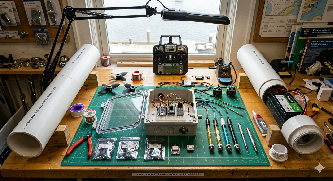 MSU concept, parts laid out on bench